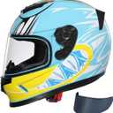 TRIANGLE Kids Motorcycle Helmets Youth Full Face Helmet Lightweight with 2 Visors DOT Approved (Medium, Glossy Blue)