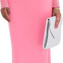 PRETTYGARDEN Fall Dresses for Women 2025 Elegant Off The Shoulder Long Sleeve Formal Wedding Guest Bodycon Maxi Dress(Pink,Medium) 