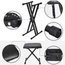 Keyboard Stand & Bench Set, Upgrade Heavy Duty Double-X Keyboard Stand, Adjustable & Portable Digital Piano Stand with Locking Straps