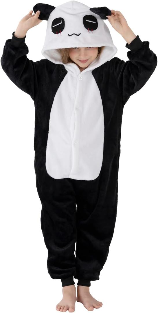 Unisex Children Animal Onesie Pajamas,Kids Flannel Halloween Cosplay Costume/Homewear/Sleepwear (5-6 Years, Panda)