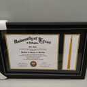 GraduationMall 11x17 Black Diploma Frame with Tassel Holder for 8.5x11 Certificate Document,Real Glass, Black over Gold Mat