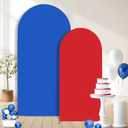 2PCS Arch Backdrop Covers Red Blue (7.2ft+6ft), Spandex Fitted Arch Stand Covers Background for Wedding Baby Shower Birthday Bridal Shower Party Decorations(Only Covers)