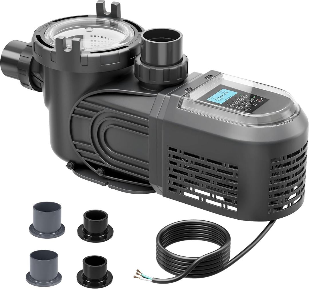Variable Speed Pool Pump, 2.5 HP, 220V, 10567GPH, Above/Inground Pool Pump, Energy Efficient, High Flow, Powerful Self Primming Swimming Pool Pumps with Filter Basket