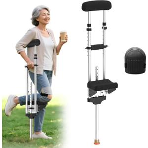 Adjustable Knee Support Crutch, No-Slip Knee Platform& Ergonomic Handle, Mobility Aid for Broken Ankle, Foot Surgery Recovery