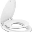 Hibbent Potty Training Toilet Seat, Built-in Magnetic Seat, Lid with Cover, Never Loosen and Slow Close Convertible Toilet Seat for Kids, Adult and Child (White, Elongated)