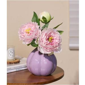 Mini Purple Onion Shaped Ceramic Vase - Small Flower Vase for Home Decor, Modern Desktop Decoration, Perfect for Fresh/Dried Flowers, Mini Vases for Flowers