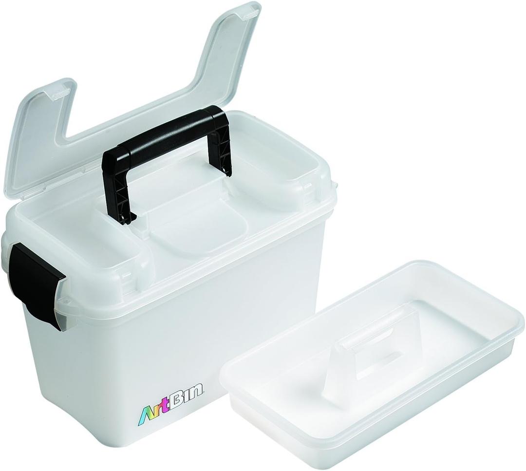 ArtBin 8408AB Sidekick Carrying Case, Portable Art & Craft Organizer with Handle, [1] Plastic Storage Case, Translucent, 8408AB