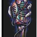 XDTIOPIMY Wall Art Music Poster Microphone Canvas Print Decor for Living Room, Bedroom, Office - Framed Ready to Hang 12x18 Inches Multi 14