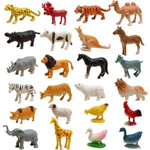 CUTE STONE 24 PCS Animals Figures Toys, Realistic Wild Zoo Animal Figurines, Animal Learning Toys for Kids Toddlers Boys