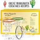 10 oz Margarita Cocktail Glasses + Colorful Party Rims | Set of 4 | Classic Frozen Drinks Stemware + Fun Cactus Gift Box | Thick Stem, Heavy Duty, Clear Hand Blown Glassware Drinking Set