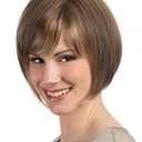 TISHINING Short Brown Mix Blonde Highlight Bob Wig with Bangs for White Women Chin Length Layered Mixed Brown Straight Bob Wig 10 Inch Synthetic Natural Looking Daily Party Wig (Brown mixed blonde highlight)