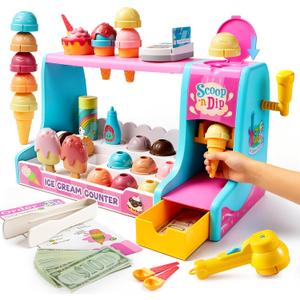 lalalark Ice Cream Maker Toy for Kids, Play Ice Cream Set and Ice Cream Scoop Toy, Pretend Ice Cream Shop, Color Changing Play Food for Kitchen, Birthday Gift for Girl Boy Toddler 3 4 5+ Year Old
