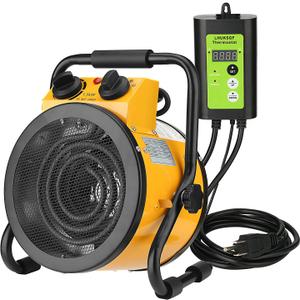 Greenhouse Heater with Digital Thermostat, Grow Tent Heaters, Overheat Protection, Fast Heating for Green House, Flower Room, Black-Yellow
