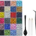 LPBeads Glass Hotfix Rhinestones Bulk SS10 14400pcs 24 Colors Hotfix Crystal Flatback Rhinestones for Crafts Clothes with Tweezers and Wax Pencil Kit
