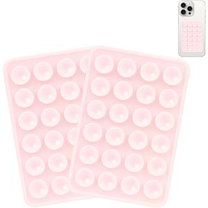 2 x Giumel 2PCS Silicone Suction Phone Case Mount, Non Slip Suction Cup, Hands-Free Phone Accessories Holder for Selfies and Videos, Silicone Adhesive Stand Sticky for Cell Phone Light Pink