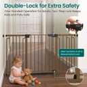 Cumbor 30.4-56.8" Extra Wide Baby Gate, Auto Close Dual Lock Dog Gate Brown | Easy Install Pressure Mounted Pet Gate for Doorways & Wide Openings, Easy Walk Thru Safety Proofing for Babies & Large Dogs
