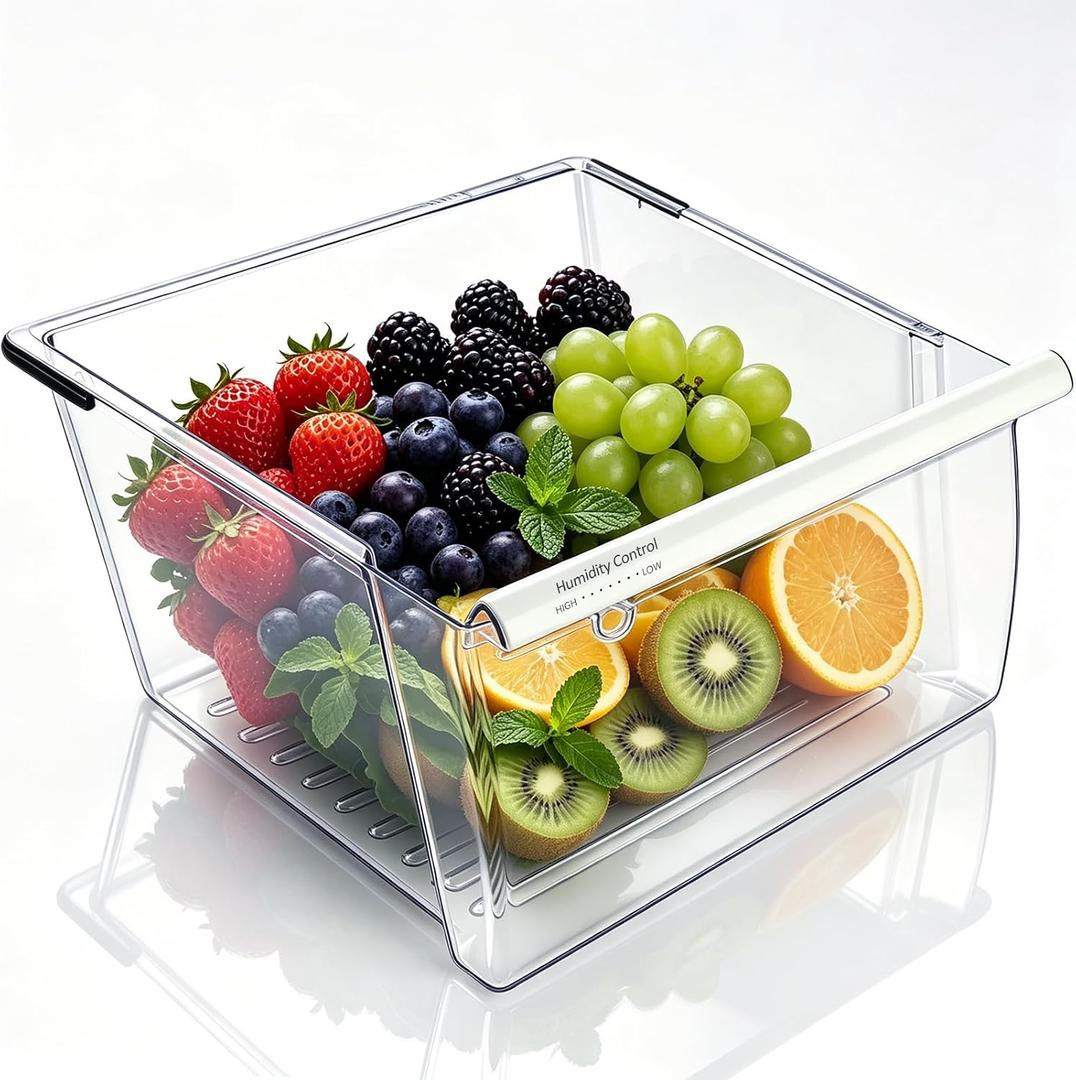 2188656 Crisper Bin (Upper) Replacement for Whirlpool Refrigerator, Refrigerator Drawers, Kenmore Whirlpool Fridge Crisper Drawer Replacement Part WP2188656, 2188656, Thicker, Clear