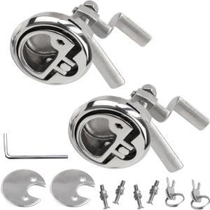 YANYUCB 2 Pack Boat Deck Cam Latch Hatch Locking Style Marine Stainless Steel 316 Floor Buckle Flush Pull Hatch Lift Handle Recessed Hatch with Fasteners