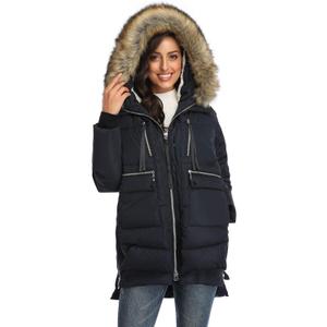 Women's Winter Thickened Down Jackets Long Down Coats Warm Parka with Hood, Size XS 