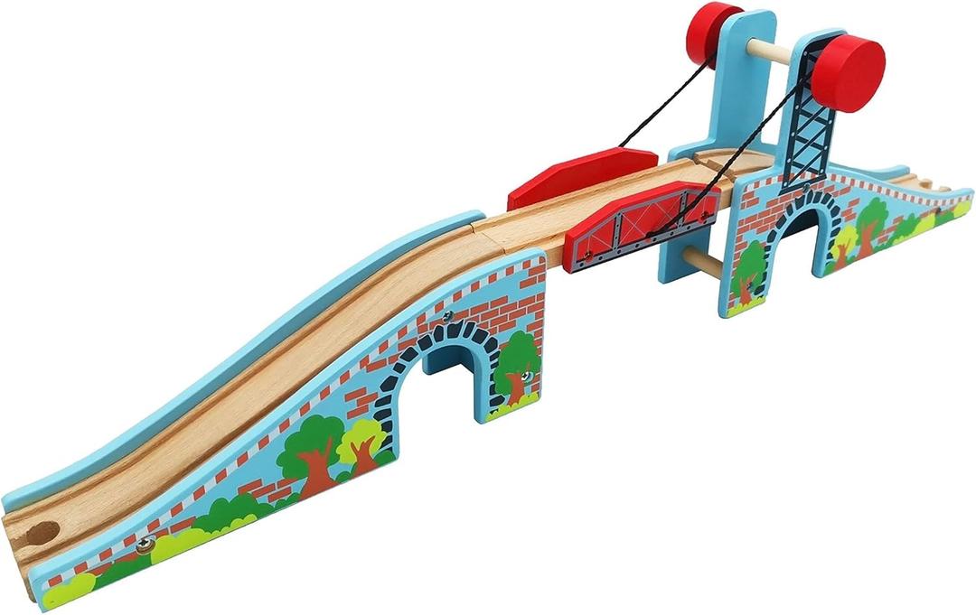 Z MAYABBO Wooden Train Tracks Accessories Wood Train Lifting Bridge for Railroad Tracks fits for All Railway Tracks (Train Bridge)