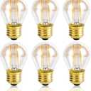 Vintage Amber Light Bulbs 25 watt Equivalent Dimmable E26 LED Bulb 2500K Warm Light, 2W LED Globe Edison Decorative Light Bulb, 6 Pack