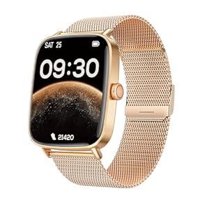 TOOBUR Smart Watch for Women, Android and iOS Phones Compatible, Fitness Running Tracker, Step Counter Smartwatch, Sleep/ Heart Rate Health Monitor, Answer/ Make Calls, IP68 Waterproof, Gold