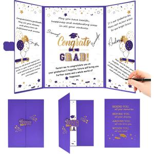 5 x Roetyce Graduation Party Decorations, Gold and Purple Graduation Guest Book, Class of 2026 Signature Board, Best Graduation Gifts for Her Him, College Jumbo Congrats Grad Card