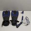 Cressi Snorkeling Set- Short Adjustable Fins, Silicone Mask, and Dry Snorkel- Compact for Travel- Tino Adventure Set- Designed in Italy (Small-Medium, Clear/Navy)