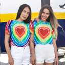 Pride Shirt Women LGBTQ Equality Shirts Rainbow Shirt Heart Graphic Tees Casual Summer Short Sleeve Tops (Medium, Multicolor-1)