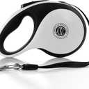 American Kennel Club Retractable Dog Leash, 16.4ft, Tangle-Free, Ergonomic Grip, One-Hand Brake, for Medium & Large Dogs up to 110 lbs (White/Black)