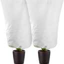 Alpurple 2 Packs Large Size Winter Drawstring Plant Covers- 39 x 63 Inch Warm Plant Protection Cover Bags, Frost Cloth Blanket Protecting Fruit Tree Potted Plants from Freezing Animals Eating