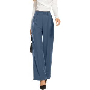 KICZOY 2026 Work Pants for Women Business Casual Office Dress Pants Trousers with Pockets Denim Blue (Blue, S)