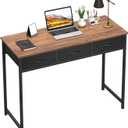 WOHOMO Computer Desk with Drawers, 39.3 Inch Bedroom Desk with Storage, Home Office Desk for Room Spaces, Modern Work Writing Study Tables, Rustic (Brown)