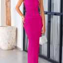 PRETTYGARDEN Women's 2026 Summer Formal Maxi Dresses Sleeveless One Shoulder Bodycon Ruched Mesh Wedding Guest Cocktail Dress (Pink, XL)
