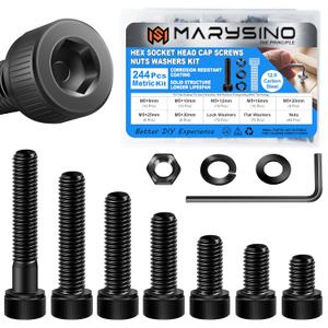 244-Piece M5 Hex Socket Head Cap Metric Screws Assortment Kit, Black Oxided Carbon Steel, Home & Office Repairs, Marine & Industrial Environments
