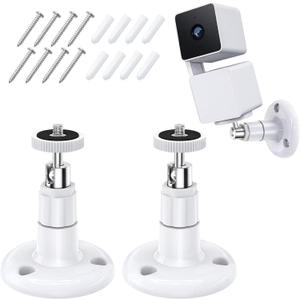 FastSnail Wall Mount Compatible with Wyze Cam Pan V3 & Wyze Cam V4/V3 & Wyze Cam Outdoor/Indoor, 360 Degree Swivel Adjustable Bracket for Wyze Cam and Other Camera with Same Interface 2 Pack (White)