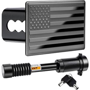 METOWARE Trailer Hitch Covers, Heavy American Flag Metal Hitch Cover for 2 Inch Receivers, Tow Hitch Covers for Trucks Accessories (with Anti-Rattle 5/8-Inch Diameter Hitch Lock)
