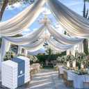 Outpain 40ftx20ft White Backdrop Ceiling Drapes,8Panels 20ft Height Wrinkle Free Tent Draping Curtains, Fabric Drapery Ceiling Drapes for Wedding Ceremony Birthday Theme Parties with Rod Pocket