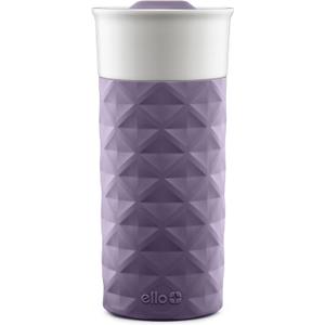 Ello Ogden 16oz Ceramic Travel Mug with Splash-Resistant Slider Lid and Protective Silicone Sleeve, Perfect for Coffee or Tea, BPA-Free, Dishwasher Safe (Deep Purple)