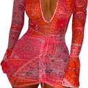 Women's Sheer Mesh Cover Ups Long Sleeve Bodycon Ruched Beach Dress for Swimwear, Size XL