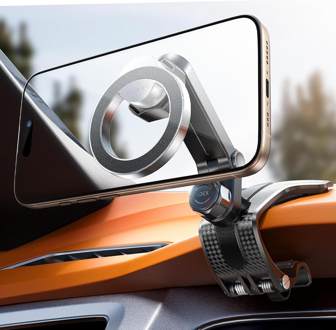 LISEN for iPhone 17 Air for Magsafe 360 Degree Car Phone Holder, Dashboard Holder, Magnetic Holders for Car Dash, Clip Cell Cars Holders for Your Rearview Mirror, for iPhone 17 Pro Max 16 15 14 13 12