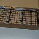 WOPITUES Floating Shelves with Wire Storage Basket, Bathroom Shelves Over Toilet with Protective Metal Guardrail, Wood Wall Shelves for Bathroom, Bedroom, Living Room, Toilet Paper-Black (15.7 inch)