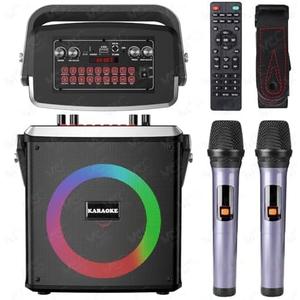 Karaoke Machine with 2 Wireless Microphones, Portable Bluetooth 5.0 Party Speaker for Adults Supports Magic Voice, Reverb, Ambient Sound, TF Card/U Disk/AUX for Home Gatherings Outdoor Camping