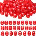 Tupalizy 12mm Silicone Letter Beads A-Z Square Alphabet Beads Cube Charms for Bracelets Keychains Necklaces Lanyards Jewelry Making Pens DIY Stringing Crafts Pojects Party Favors Gifts,78PCS,Red