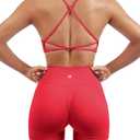 SUUKSESS Women Seamless Workout Sets Strappy Sports Bra High Waist Booty Shorts Outfits (Red, XS)
