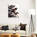 Framed Jesus and Lamb Wall Art Jesus Protecting Lamb from Wolves Canvas  24L"x16W