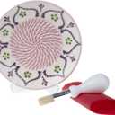 Ceramic Garlic Grater Plate - Handmade 4 Pcs Press - Natural Grinder - Decorative Mincer - Ginger, Cheese Grater - Hand Dish (Vanilla White)