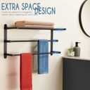 KOKOSIRI Double Towel bar with Shelf 3 Tier Towel Rack with Single Towel Bar Bathroom Towel Rack Storage Organizer Wall Mounted Stainless Steel, Matte Black, B5003BK