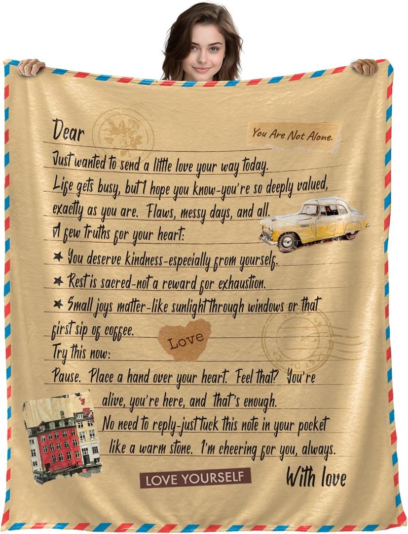 Get Well Gifts for Women, Extra Large Inspirational You are Not Alone Comfort Blanket, Supportive Plush Throw for Mom Sister Friend, Inspirational Spiritual Care Package, 50"x70" (Beige)