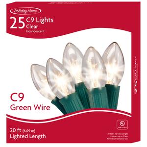 Holiday Home® Clear Incandescent Green Wire C9 Christmas Lights